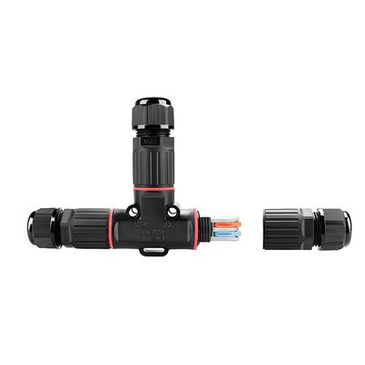 comprar Waterproof Circular Connector T-Type 1 Input 2 Output with PA66 Material and 0.5mm²-2.5mm² Wire Gauge Fabricação em linha