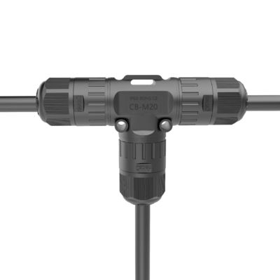 Conector Circular M20T IP68 à Prova d'Água com Material de Nylon PA66 e Corrente Nominal de 24A para Luminárias de Rua Externas
