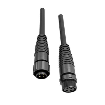 Conector masculino-feminino à prova d'água M12 exterior com classificação IP68, material de nylon PA66 e tensão de 100V para cabos de alimentação