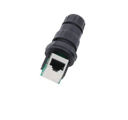 Conector de Sinal Impermeável IP67 RJ45 para Painel com Tensão de Operação de 125V e Material de Nylon PA66