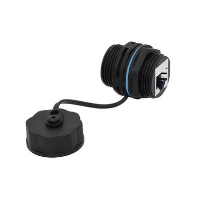 Conector à prova d'água M23 RJ45 com classificação IP67, tensão de funcionamento 125V e material de nylon PA66 para montagem de painel