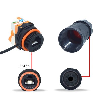 Conector de rede RJ45 compacto à prova d'água IP68 com nylon PA66 para soluções de economia de espaço