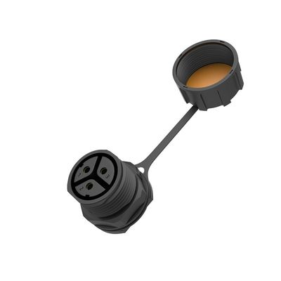 M25 Conector de montagem de painel dianteiro à prova d'água de 3 núcleos, feminino, com tensão de funcionamento de 400 V e ligação de rosca para micro-inversores fotovoltaicos