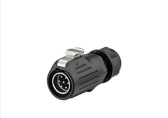 Conector à prova d'água LP20 de 7 pinos IP67 10A com trava de flange metal-plástico